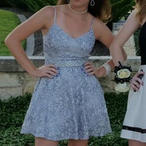 B-Darlin Sparkly Silver Homecoming Dress